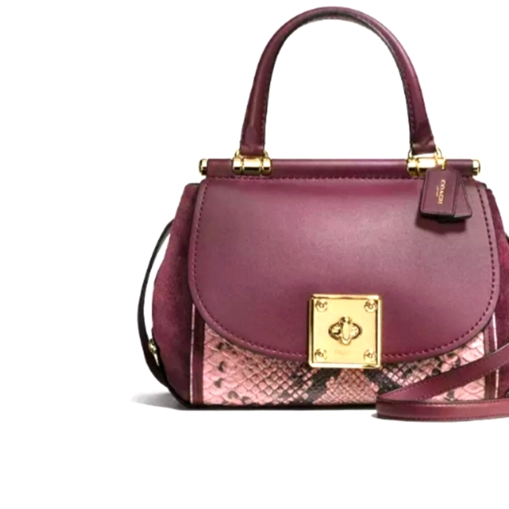 💜 Authenic Coach Drifter Satchel In Bordeaux Snakeskin Embossed (Prestine)💜